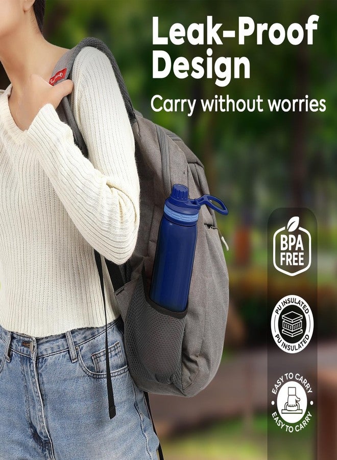 Pexpo Alaska 900 PU Insulated Water Bottle for Adult - 700ml | Sipper Cap | Warm and Cold | Leakproof & BPA Free| Carry Loop | for School, Sports, Travel, Picnic, Yoga, Outdoor Sports - Blue - Image 4